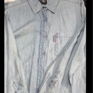 DKNY BABY BLUE CHAMBRAY LINEN SHIRT
